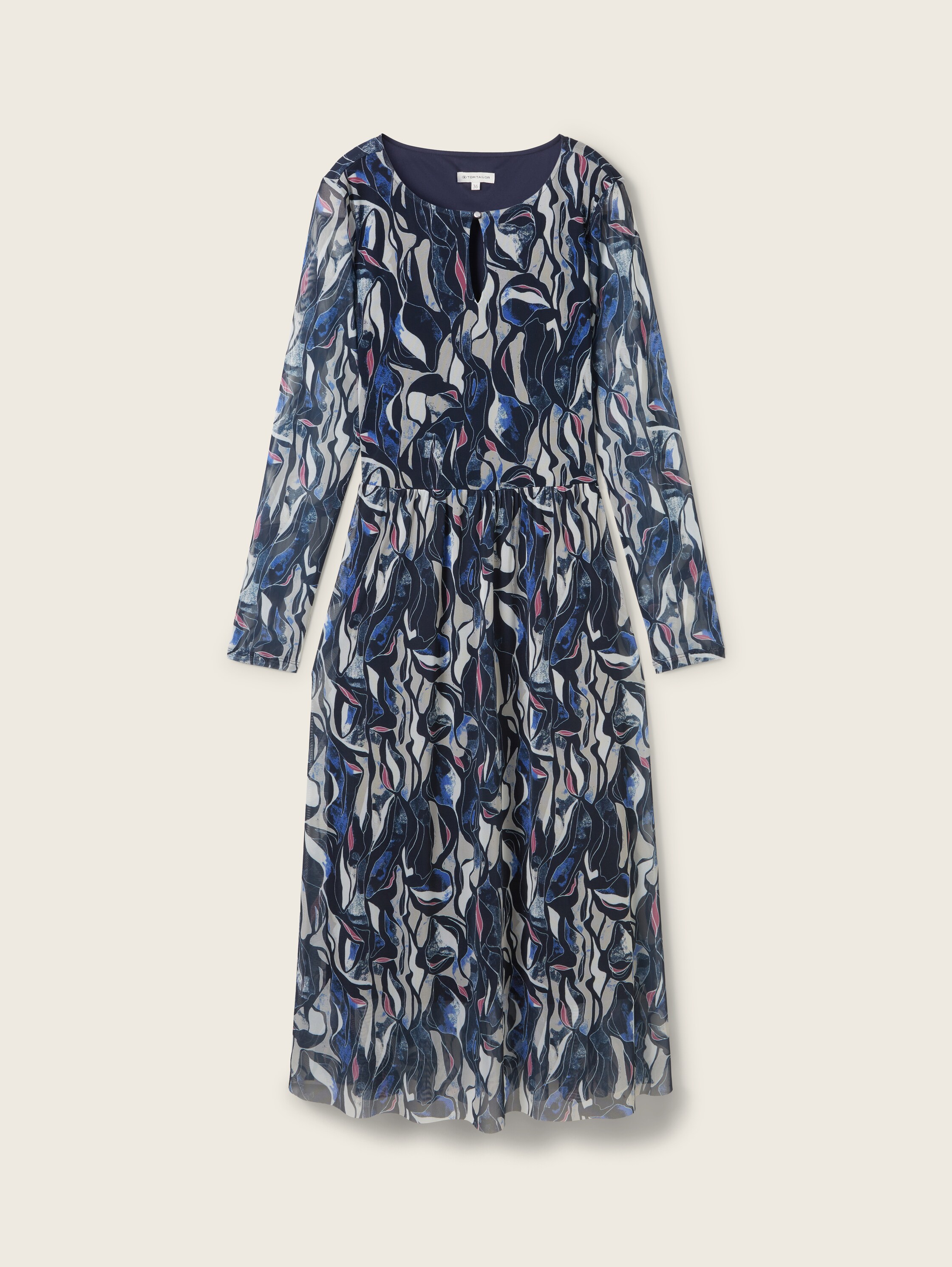 Tom Tailor - Gemustertes Mesh-Midikleid Damen  